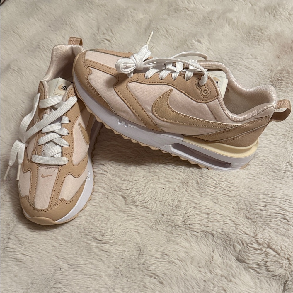 Nike Women's Beige and White Sneakers